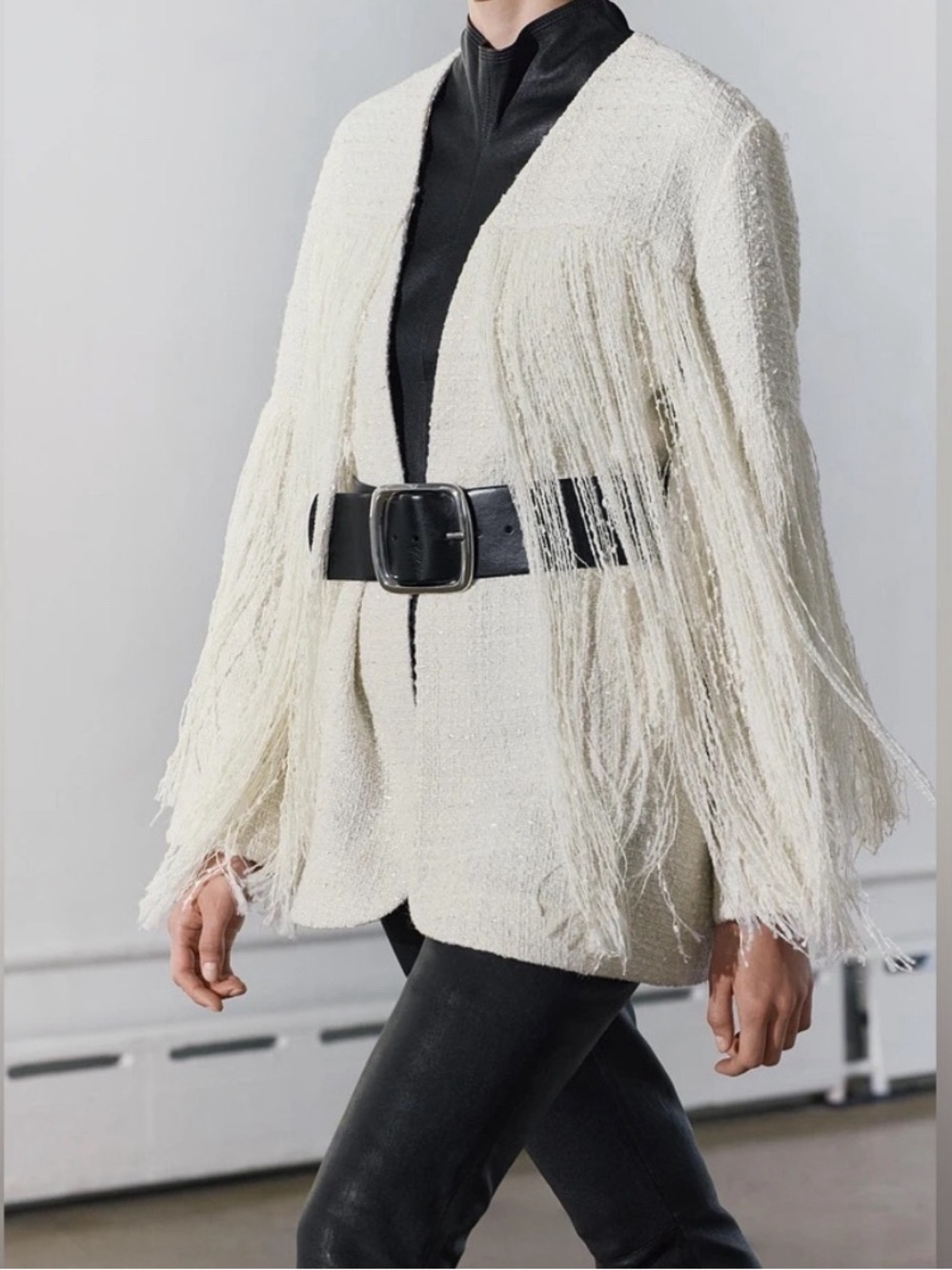 NEW Zara Structured Fringe Tweed  Jacket Blazer Medium - Picture 4 of 5